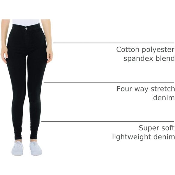 Women's Super Skinny Black Jean High Waist Stretch Denim Uplifting Fit - Picture 4 of 6